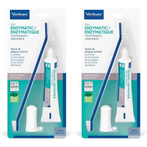 imageVirbac CET Oral Hygiene Kit for Dogs  Poultryflavor Toothpaste  Fingerbrush and Pet Toothbrush1 Count Pack of 2