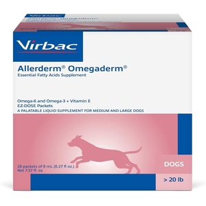 image:imageVirbac ALLERDERM OMEGADERM Essential Fatty Acids Supplement  Omega 3 Omega 6 Vitamin E supplement  Allergy Support for CatsSmall Dogs  28 daily dosesMediumLarge Dogs 8ml